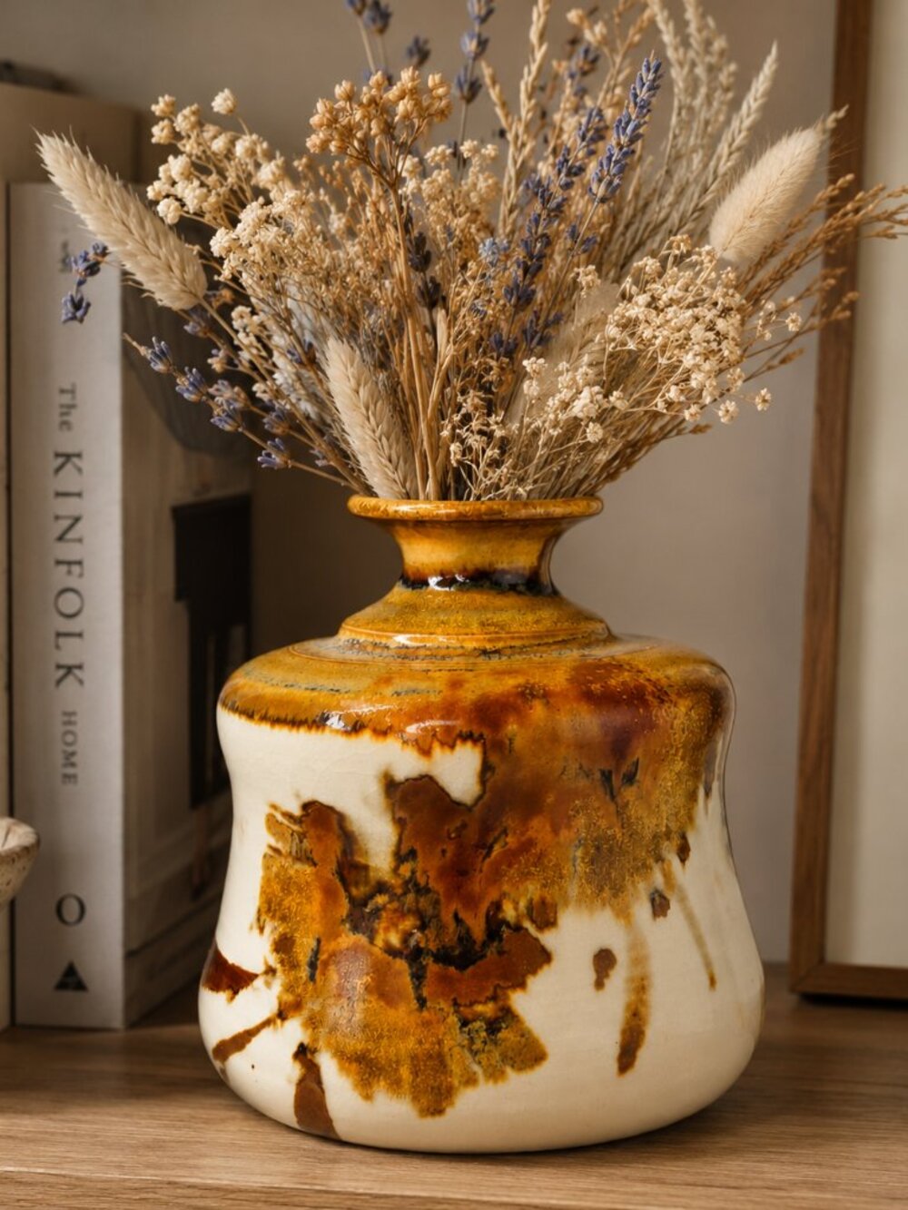 Mid-Century Modern Studio Art Pottery Vase Drip Glaze Signed